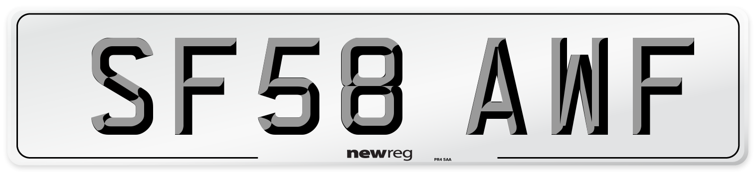 SF58 AWF Number Plate from New Reg